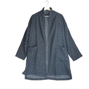 Eileen Fisher  Hemp Organic Cotton Hemp Blue Kimono Jacket, PM